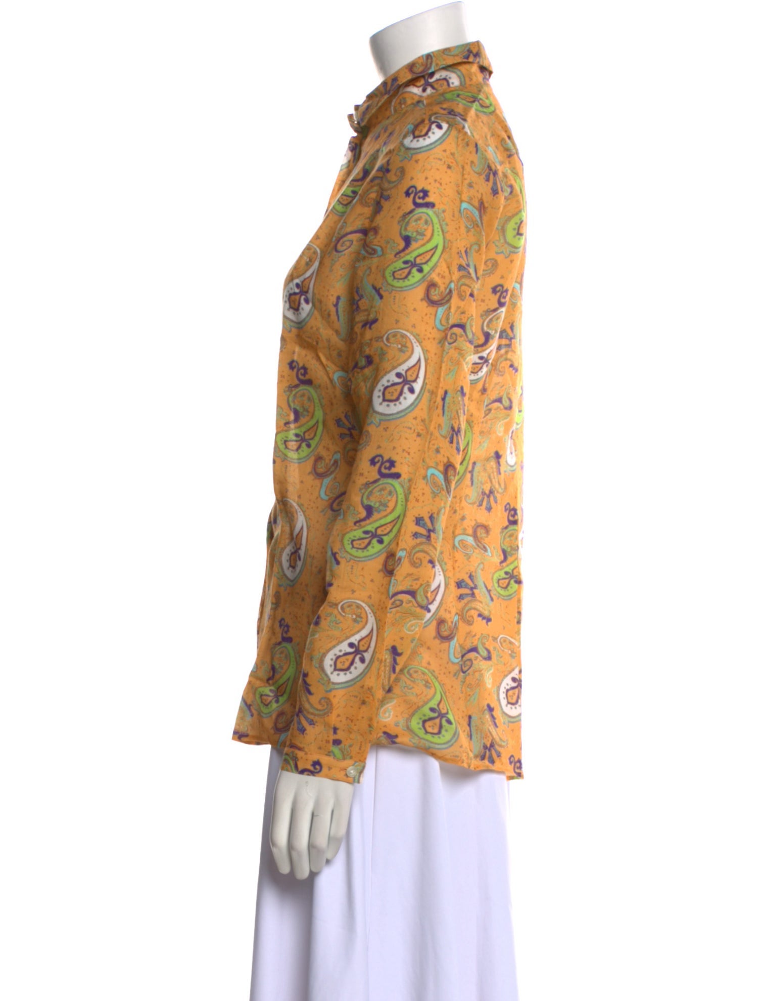 Etro Printed Long Sleeve Button-Up Top