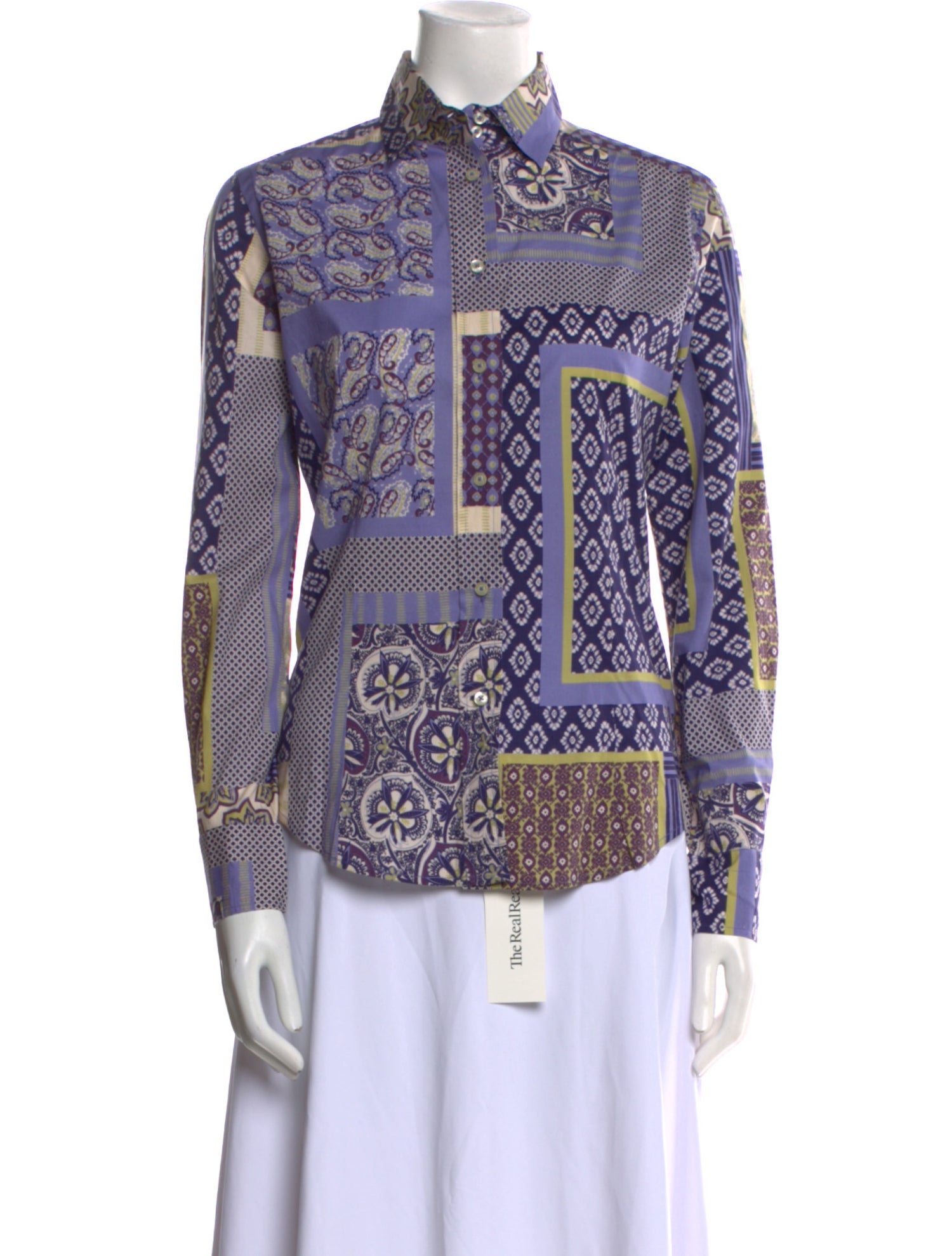 Etro Printed Long Sleeve Button-Up Top