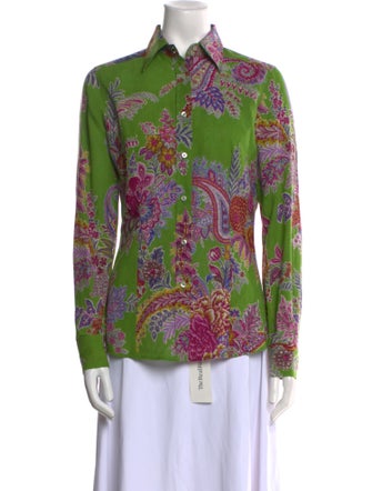 Etro Printed Long Sleeve Button-Up Top