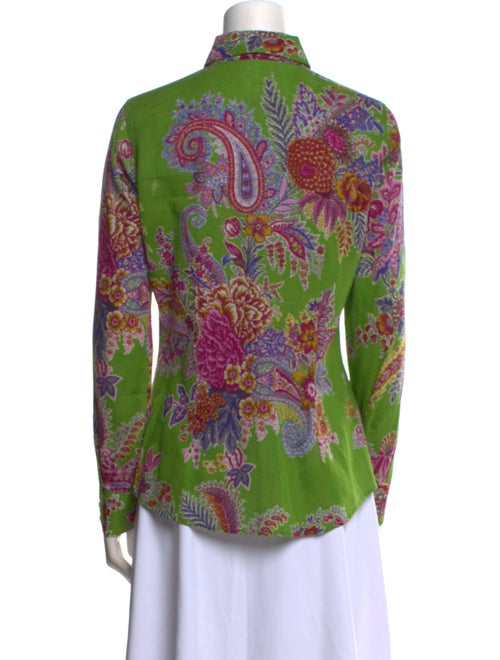 Etro Printed Long Sleeve Button-Up Top