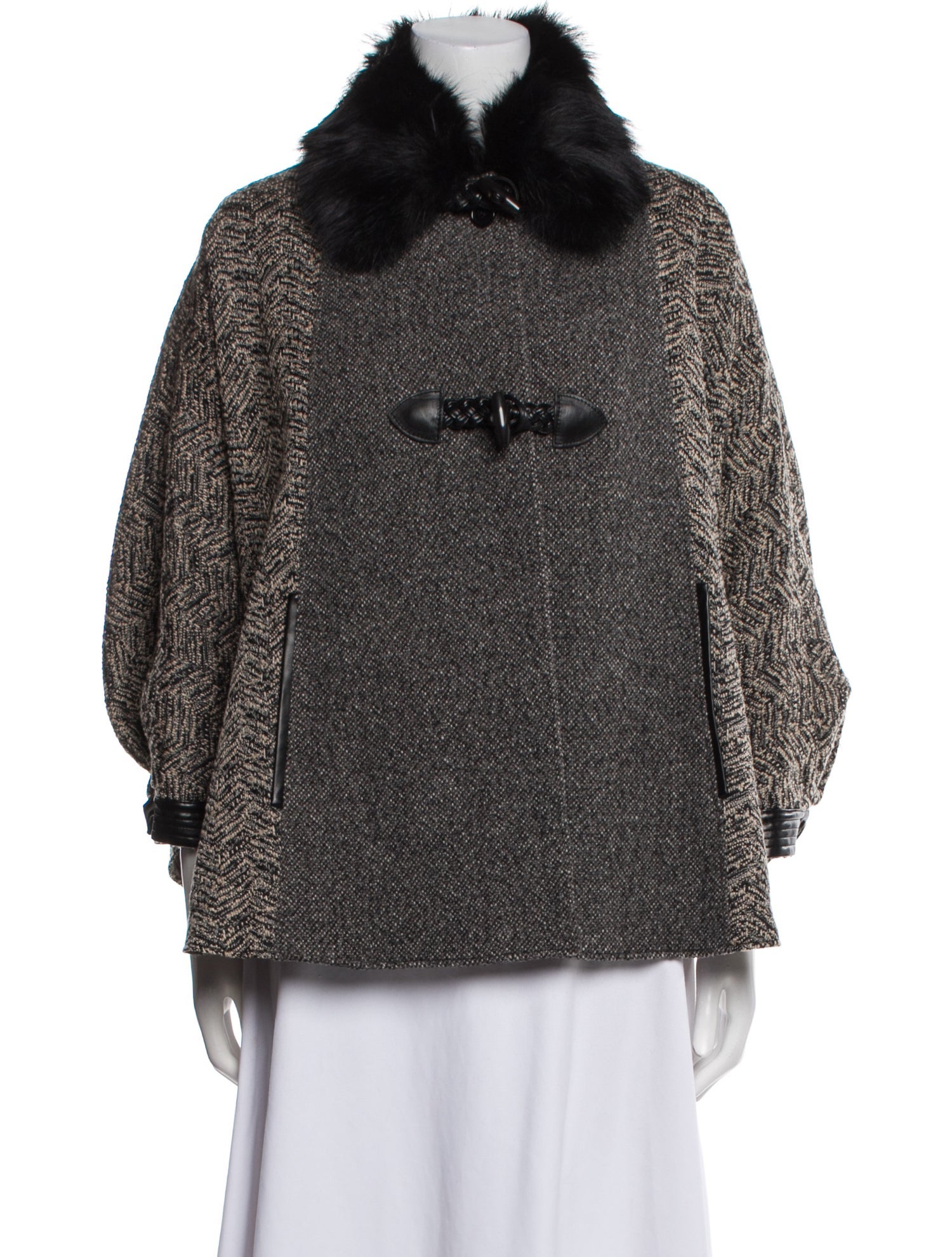 Etro Colorblock Pattern Faux Fur Jacket