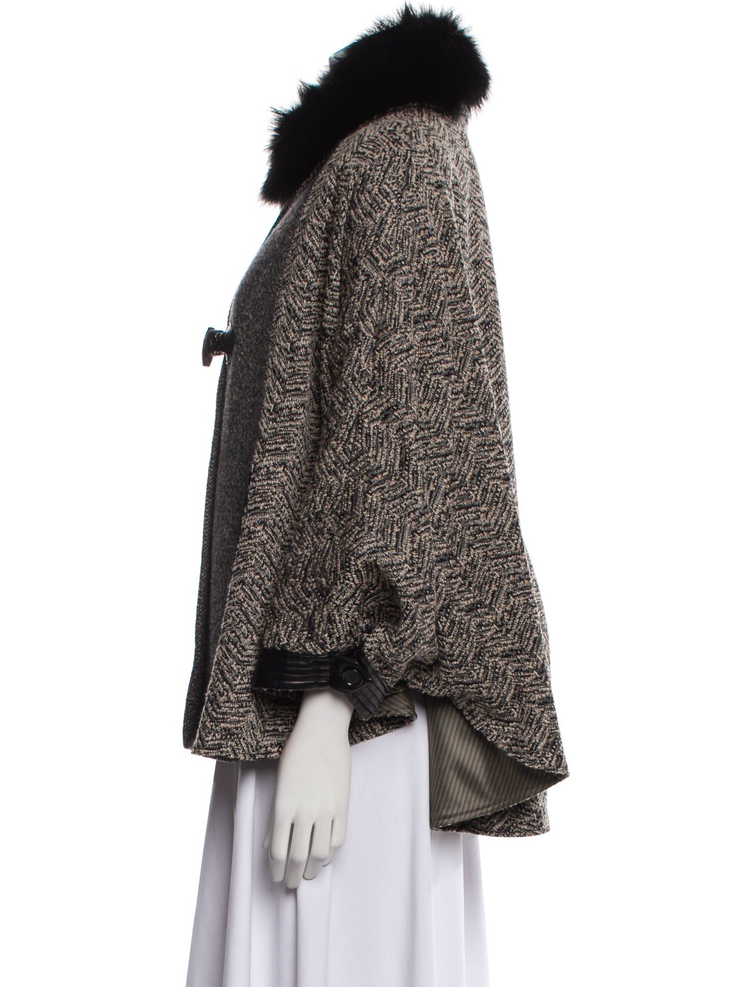 Etro Colorblock Pattern Faux Fur Jacket