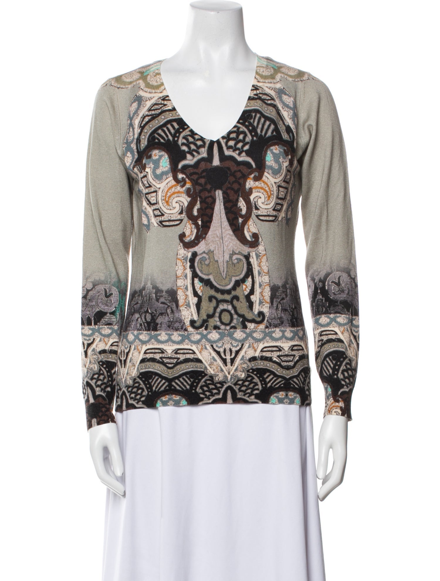 Etro Printed V-Neck Sweater