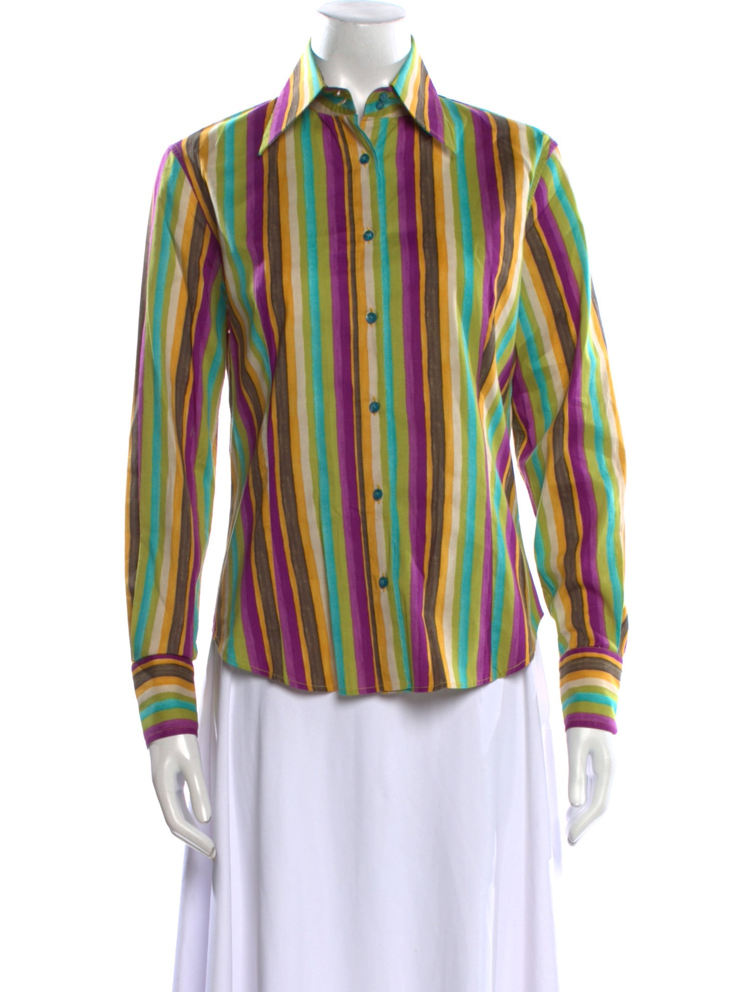 Etro Striped Long Sleeve Button-Up Top