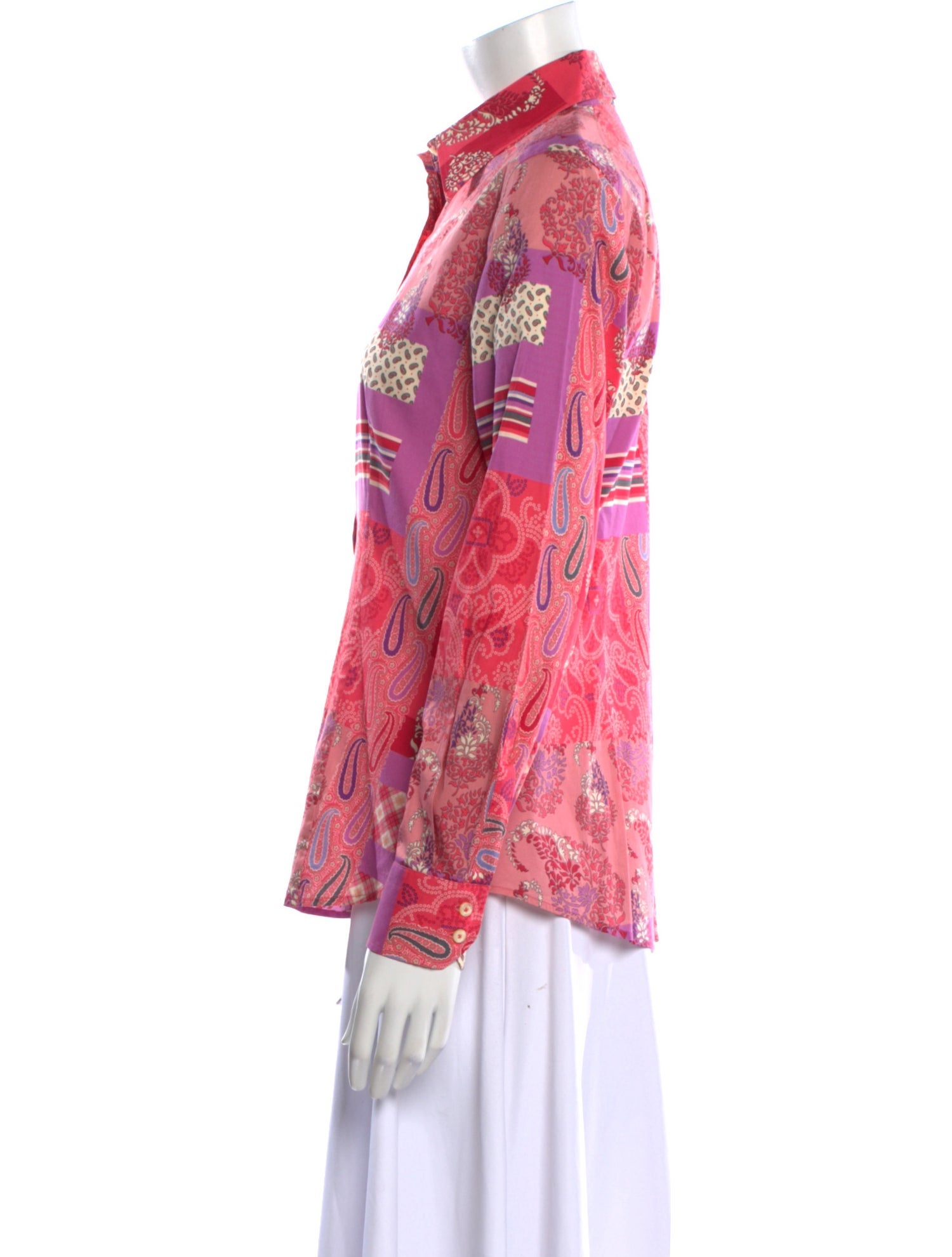 Etro Printed Long Sleeve Button-Up Top