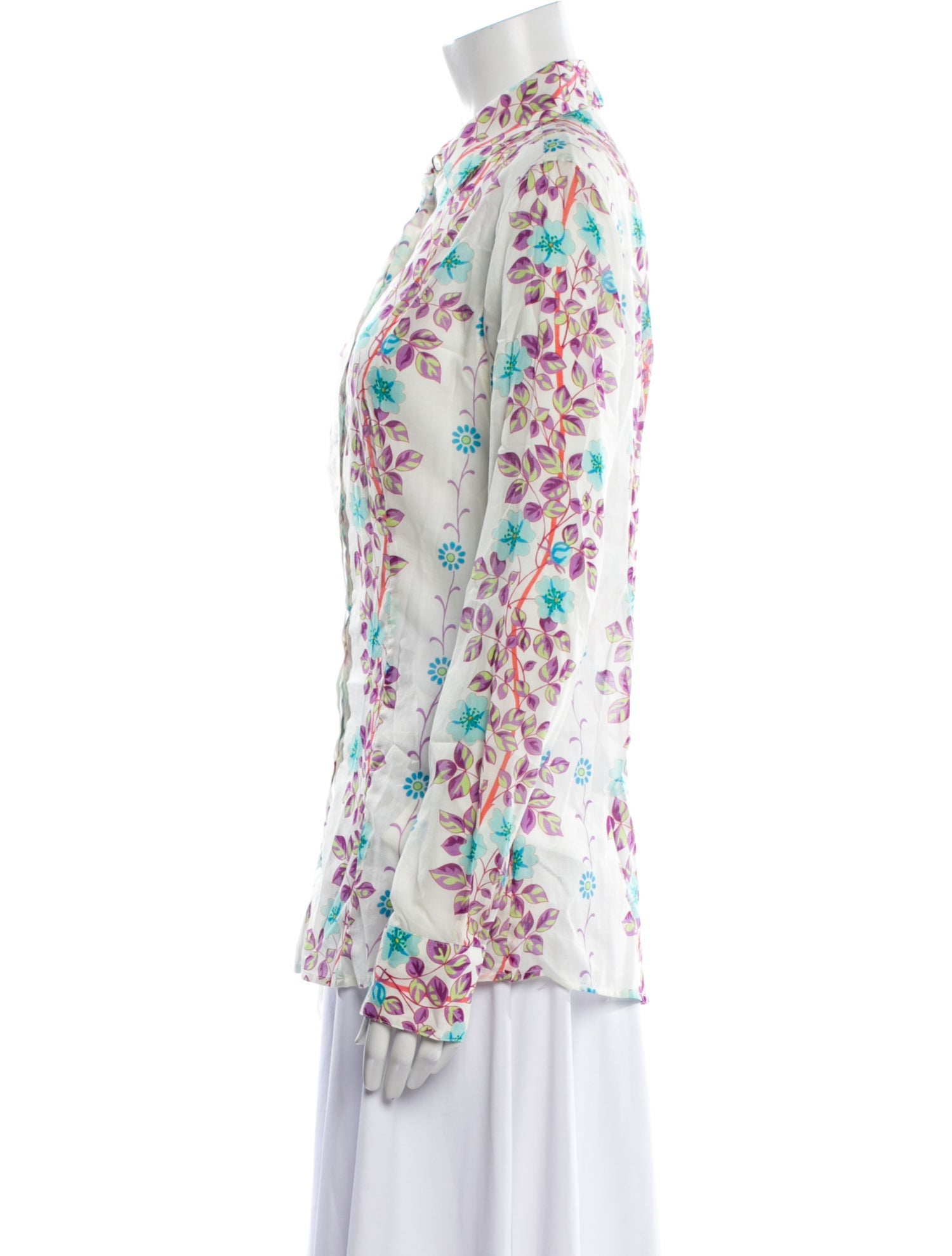 Etro Floral Print Long Sleeve Button-Up Top w/ Tags