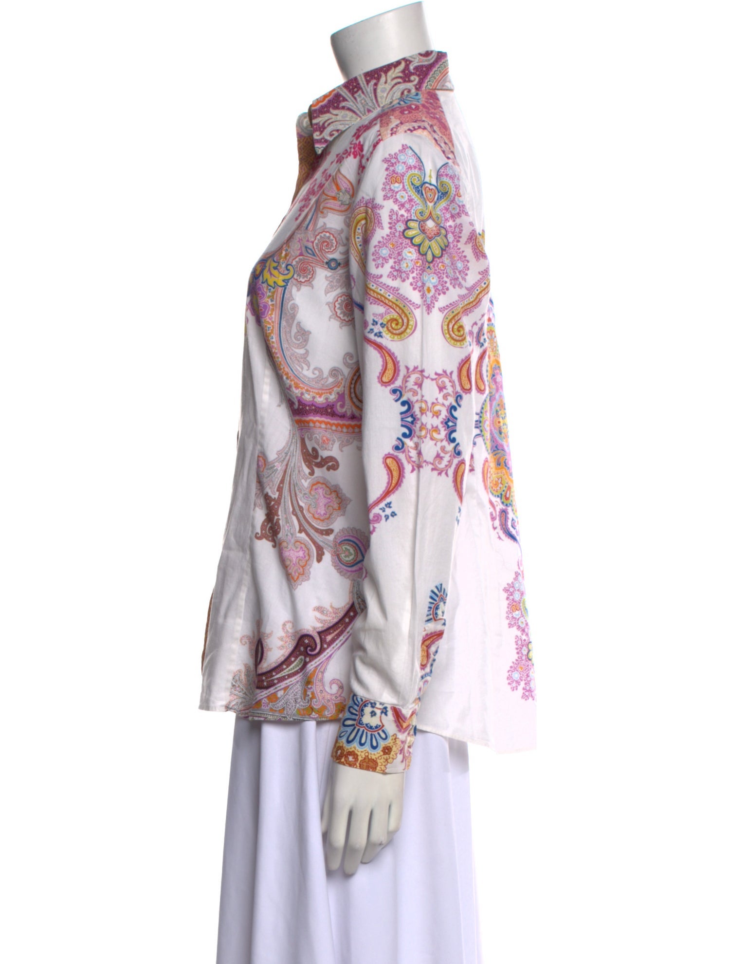 Etro Printed Long Sleeve Button-Up Top