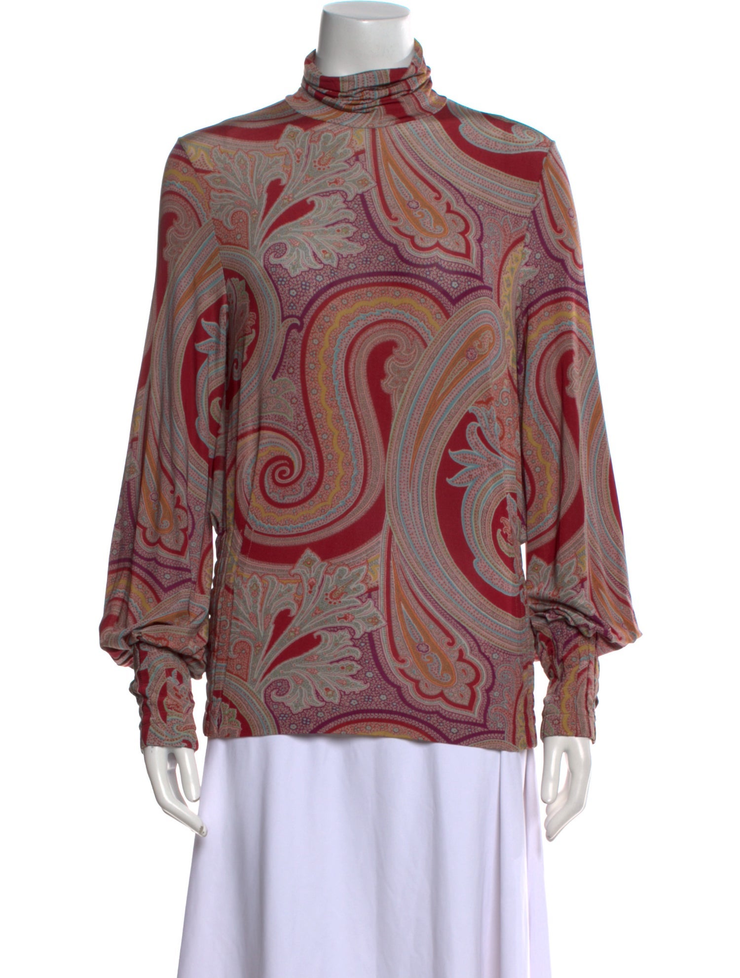 Etro Paisley Print Turtleneck Blouse