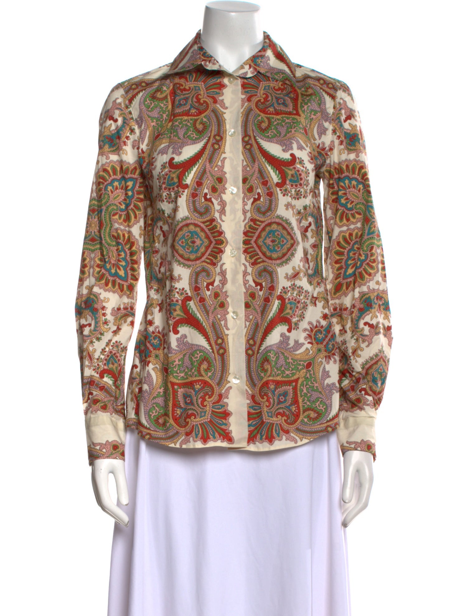 Etro Paisley Print Long Sleeve Button-Up Top