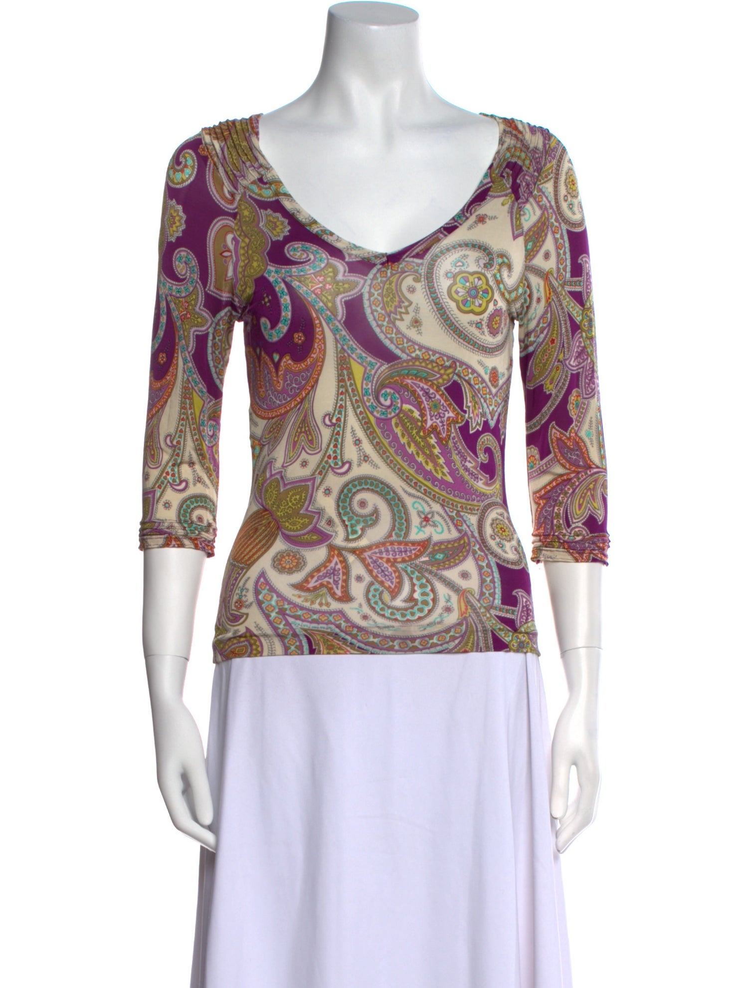 Etro Paisley Print V-Neck Top