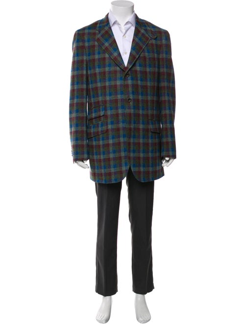 Etro Lambswool Plaid Print Sport Coat