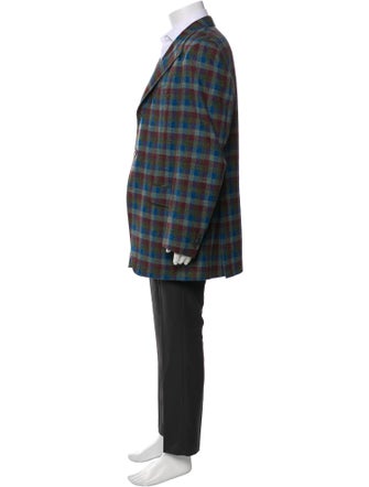 Etro Lambswool Plaid Print Sport Coat