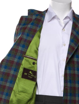 Etro Lambswool Plaid Print Sport Coat