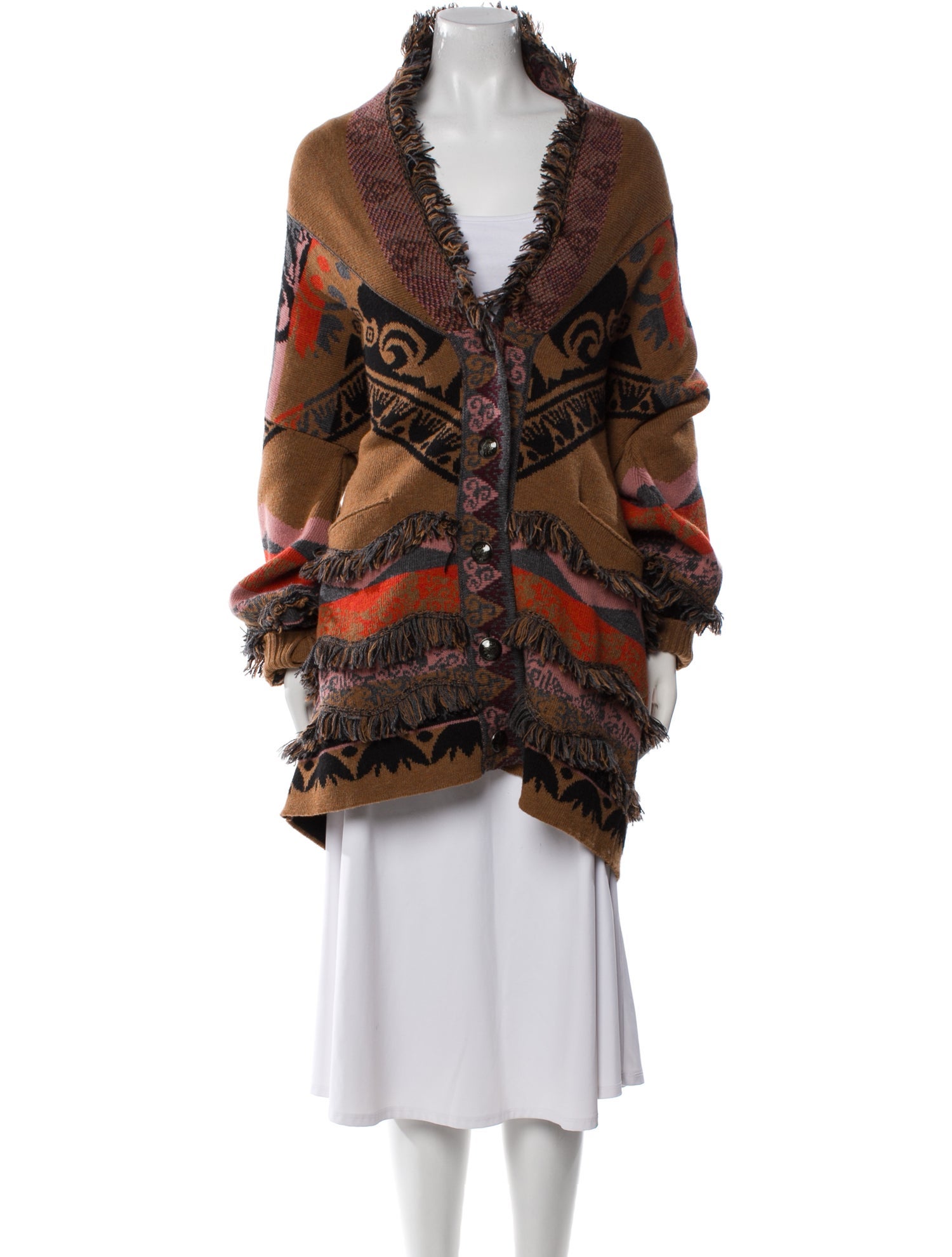 Etro Wool Striped Faux Fur Jacket
