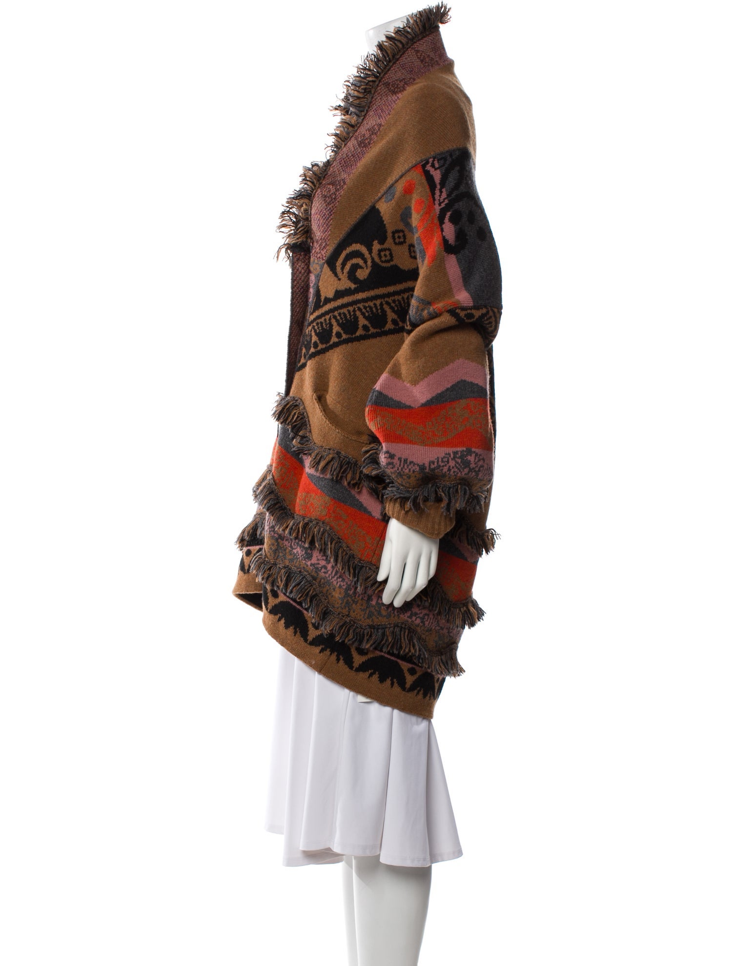 Etro Wool Striped Faux Fur Jacket