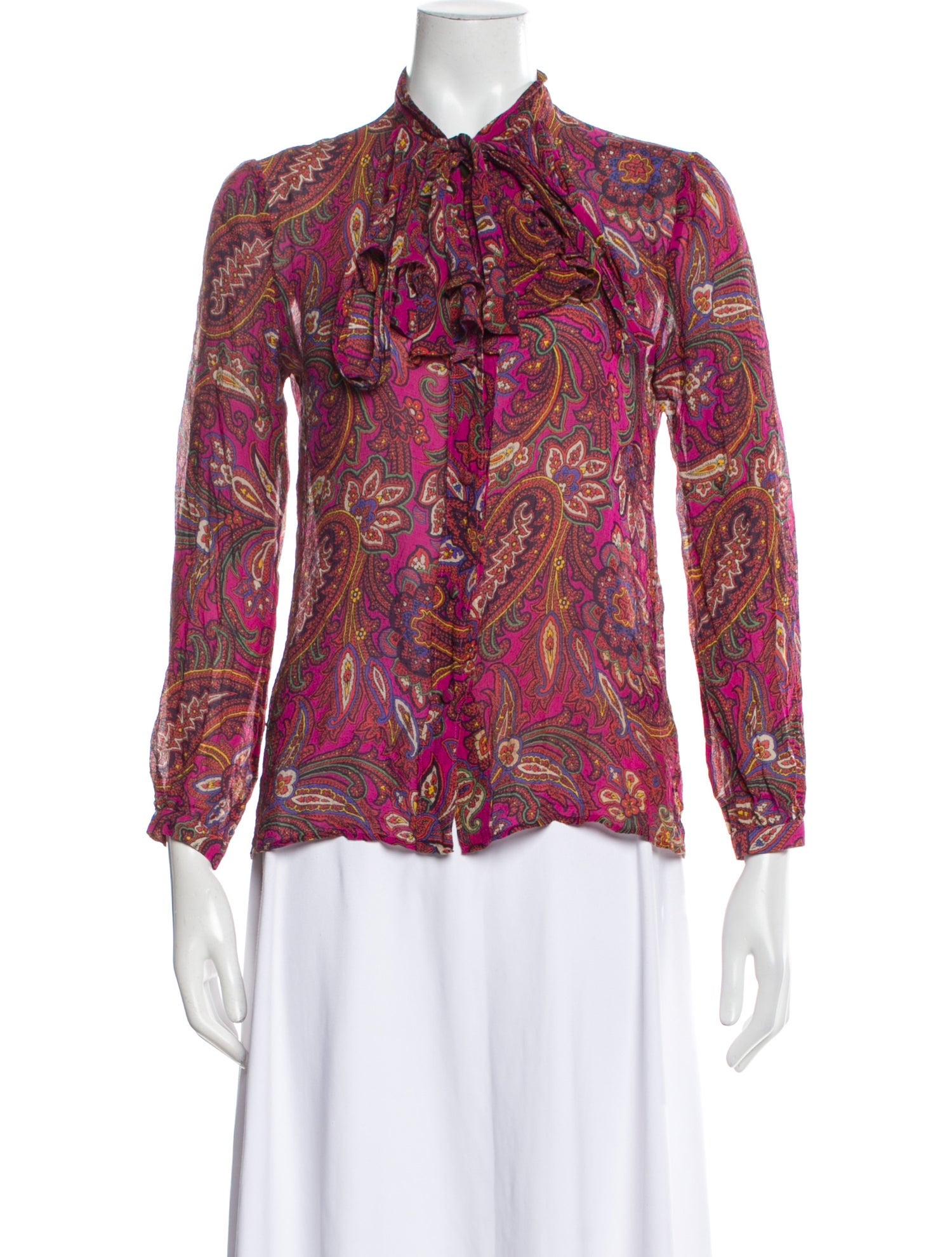 Etro Silk Paisley Print Button-Up Top
