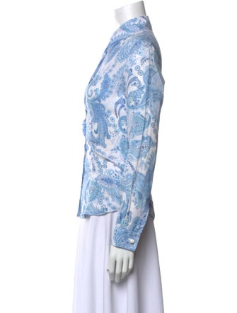 Etro Paisley Print Mock Neck Button-Up Top