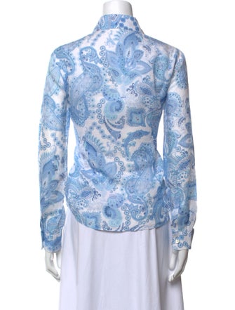 Etro Paisley Print Mock Neck Button-Up Top