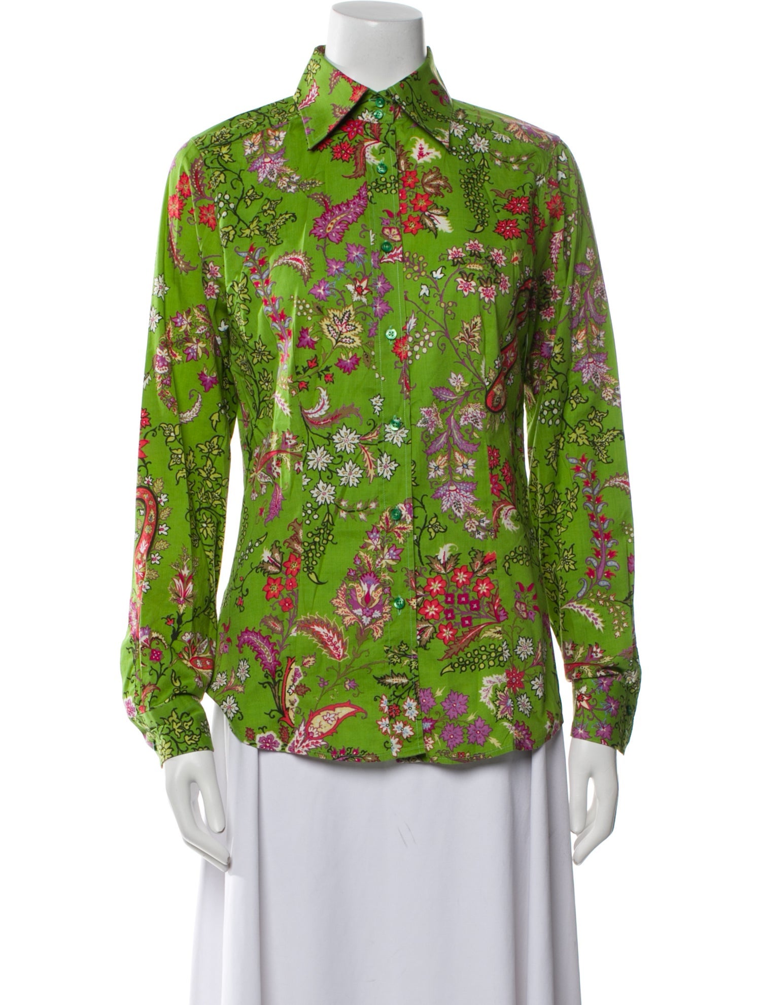 Etro Floral Print Long Sleeve Button-Up Top