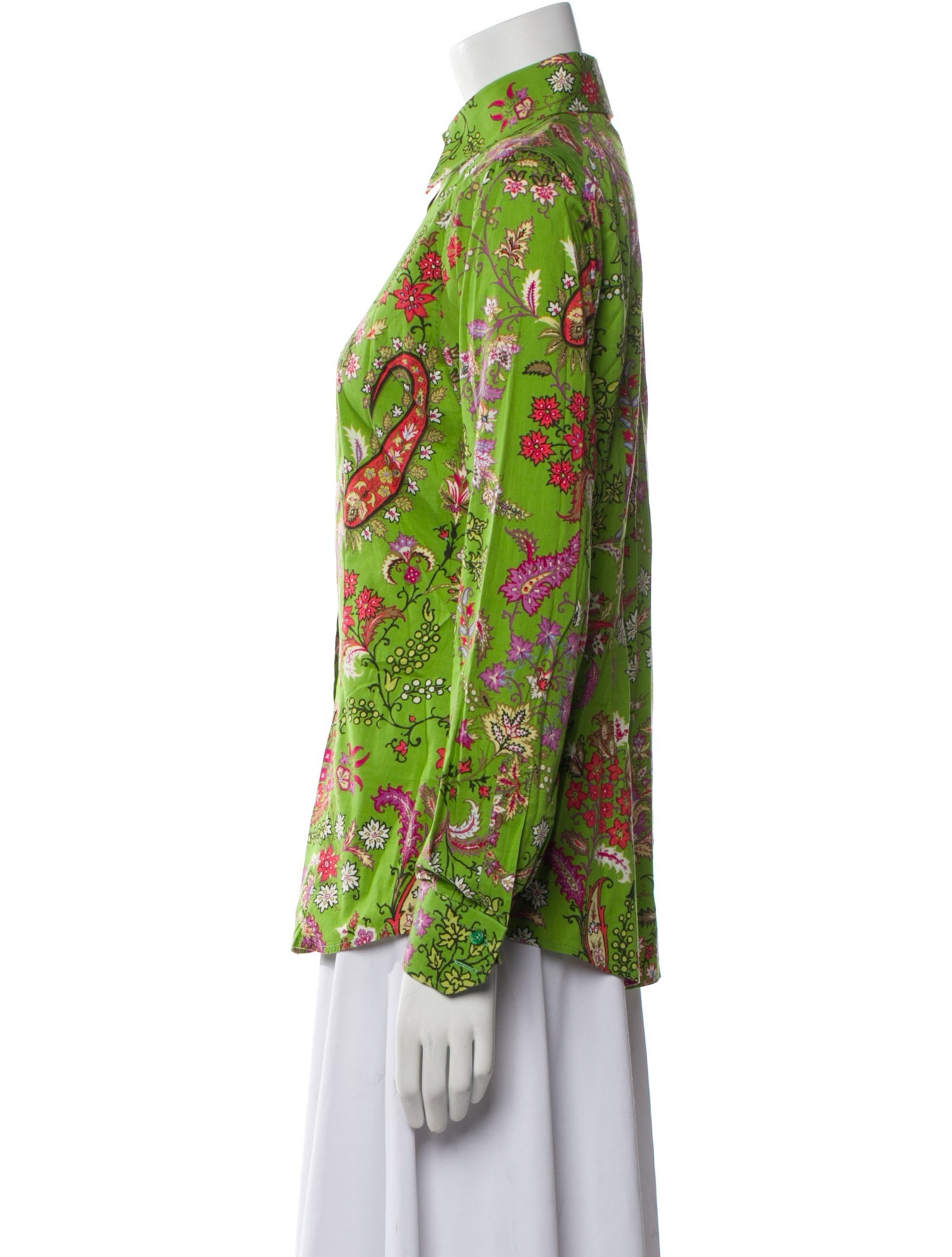 Etro Floral Print Long Sleeve Button-Up Top