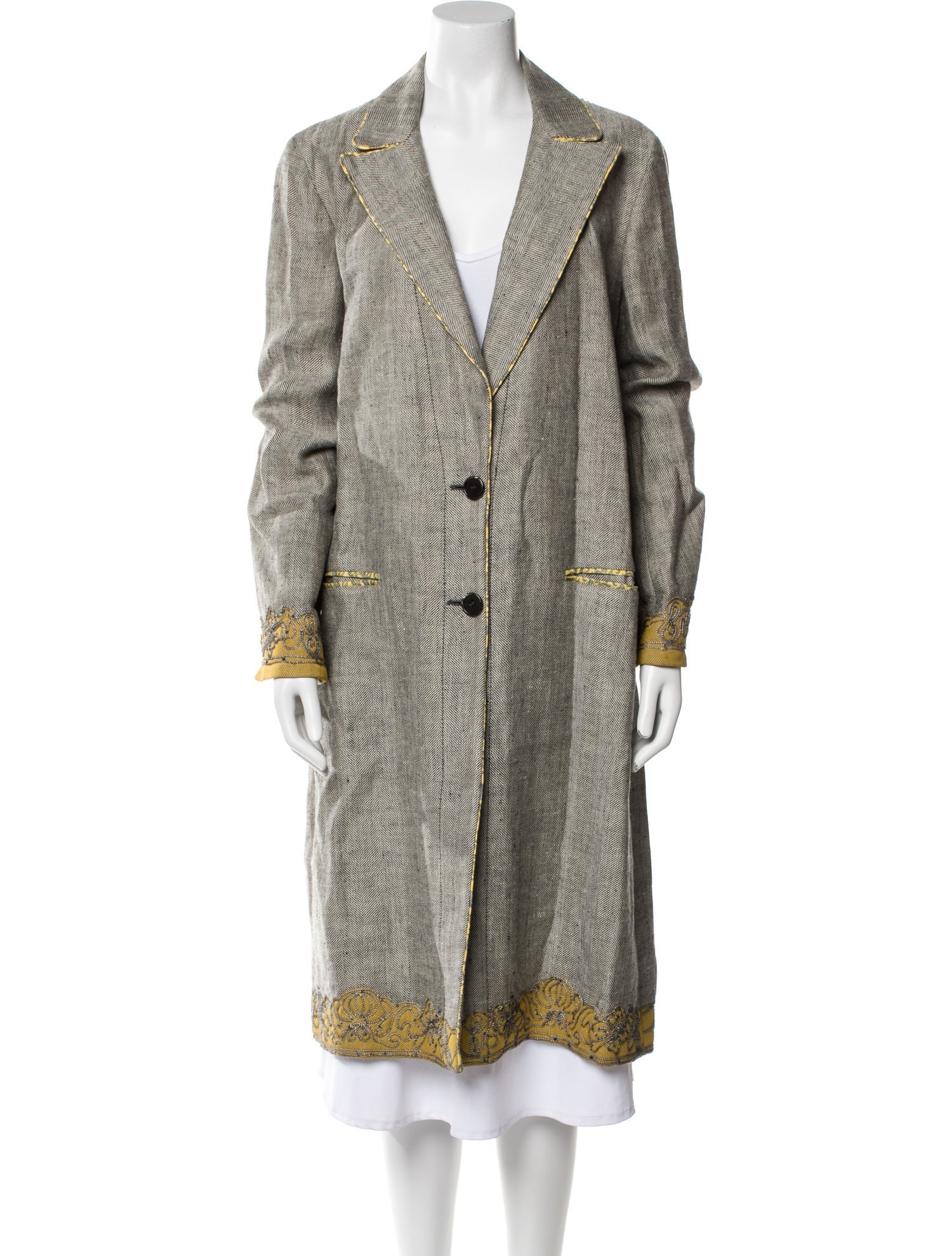 Etro Linen Printed Peacoat