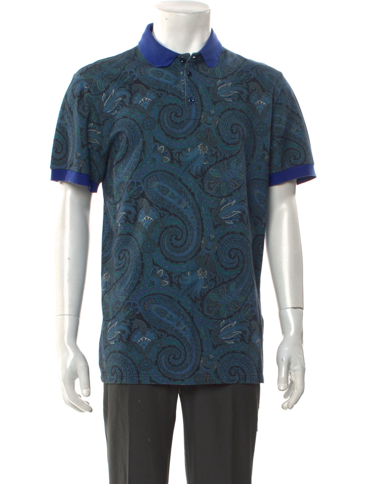 Etro Paisley Print Collar Polo Shirt