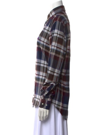 Etro Plaid Print Long Sleeve Button-Up Top