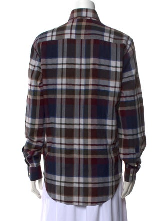 Etro Plaid Print Long Sleeve Button-Up Top