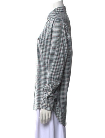 Etro Plaid Print Long Sleeve Button-Up Top