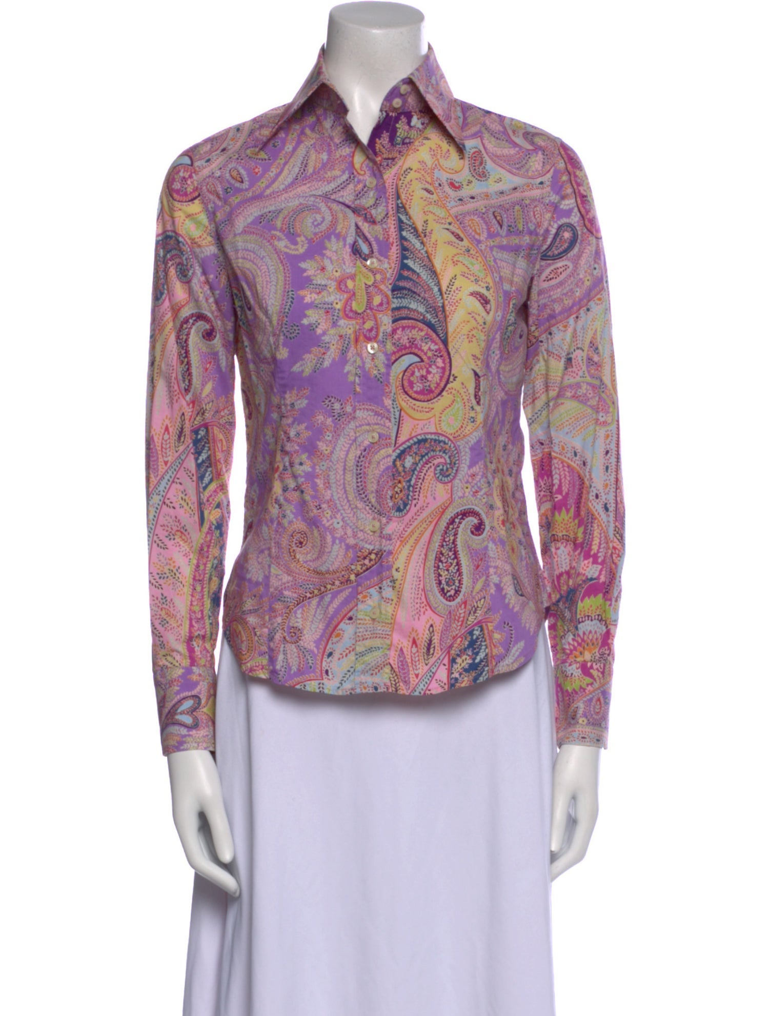 Etro Paisley Print Long Sleeve Button-Up Top