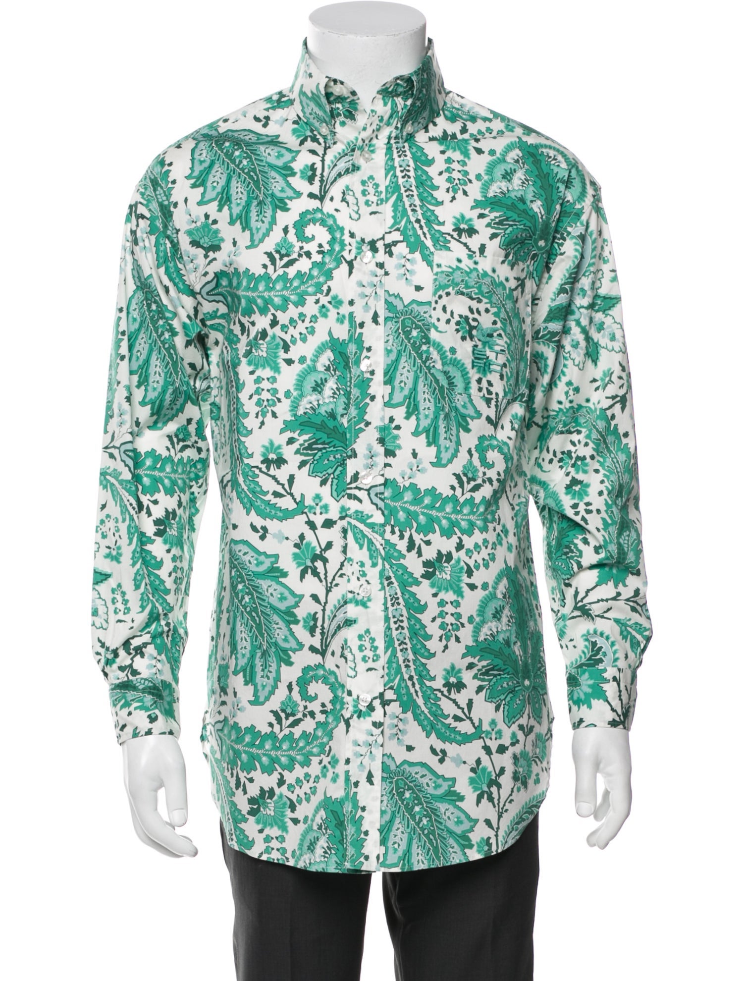 Etro Printed Long Sleeve Denim Shirt