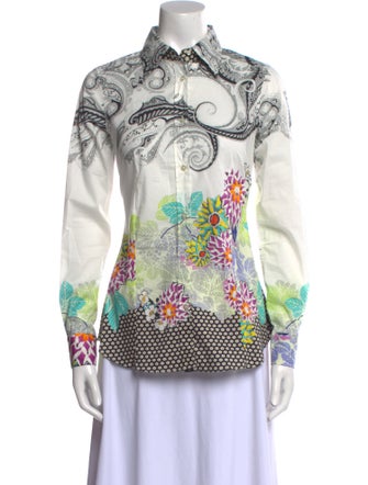 Etro Printed Long Sleeve Button-Up Top