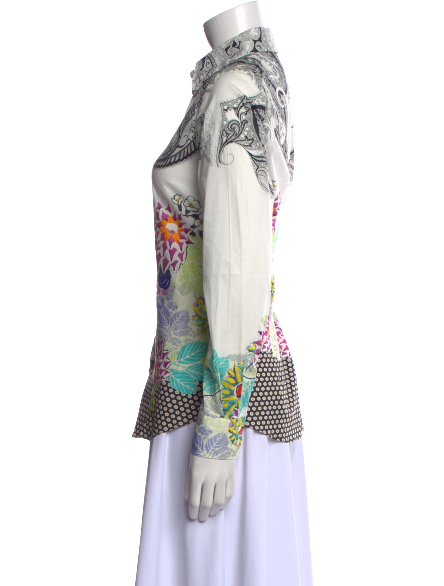 Etro Printed Long Sleeve Button-Up Top