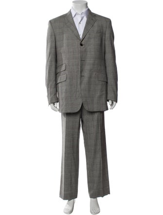 Etro Wool Plaid Print Two-Piece Suit