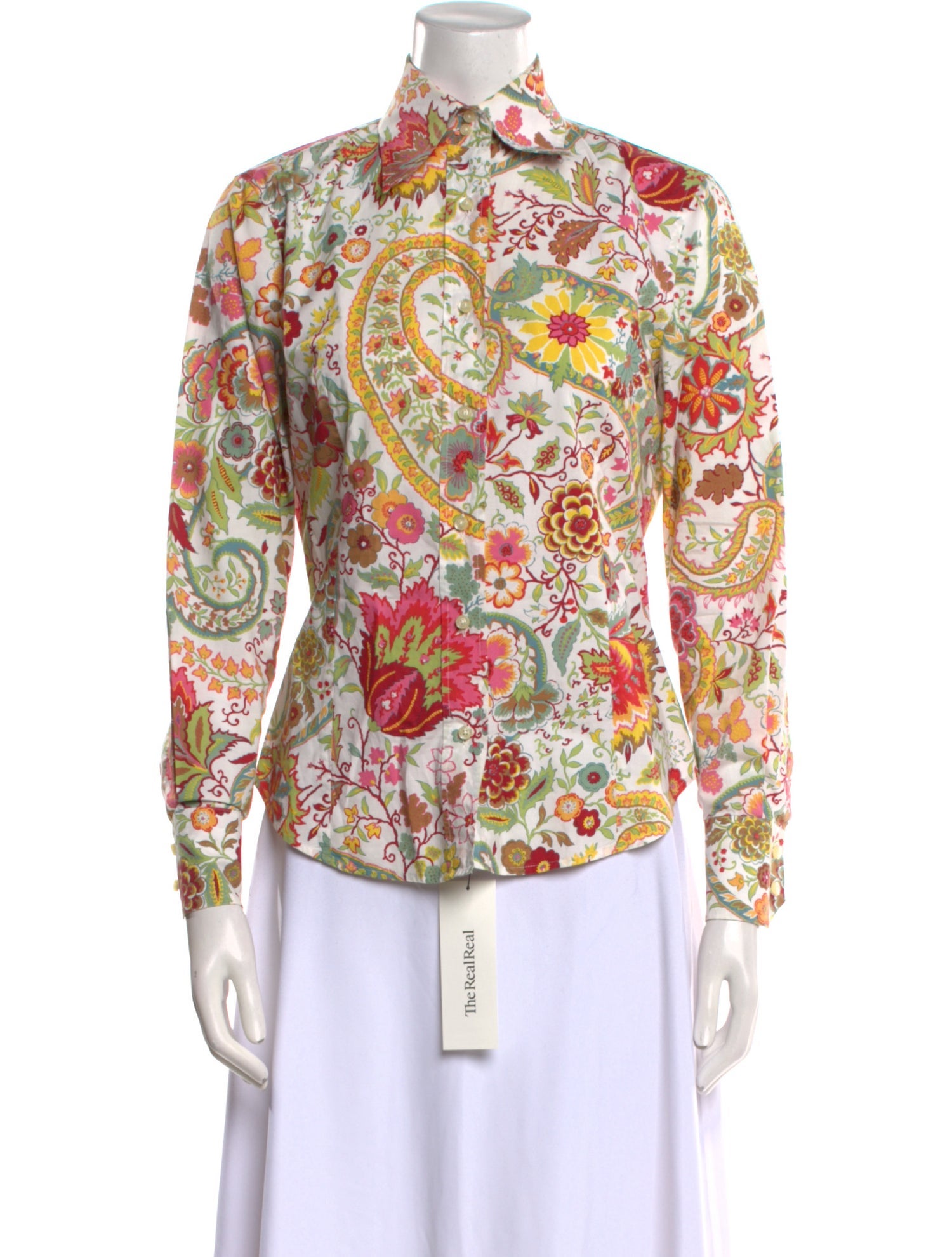 Etro Floral Print Long Sleeve Button-Up Top