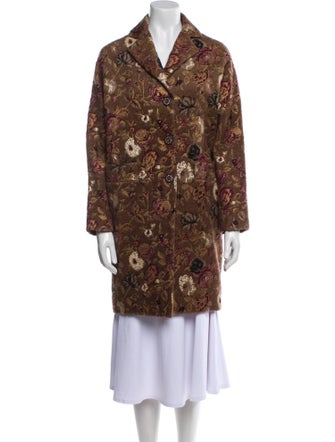Etro Wool Floral Print Trench Coat