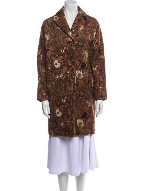 Etro Wool Floral Print Trench Coat