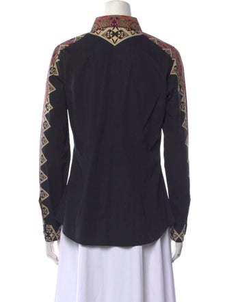 Etro Printed Long Sleeve Button-Up Top
