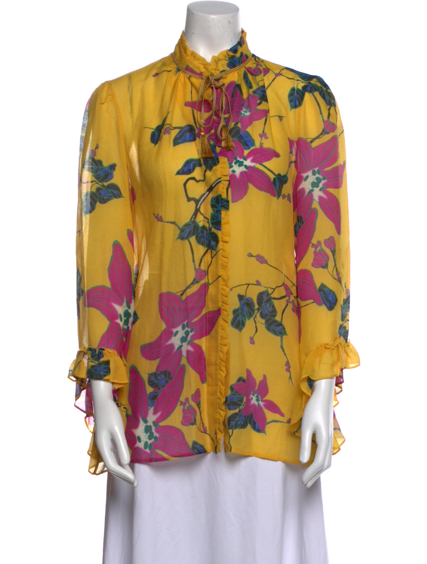 Etro Floral Print Tie Neck Blouse