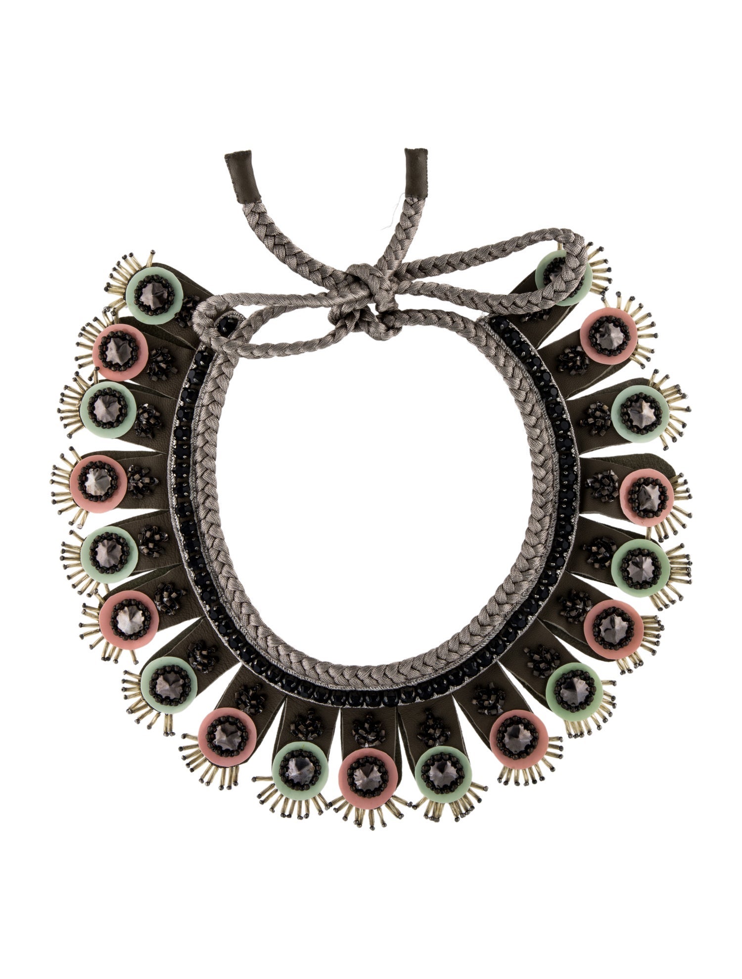 Etro Crystal & Leather Collar Necklace