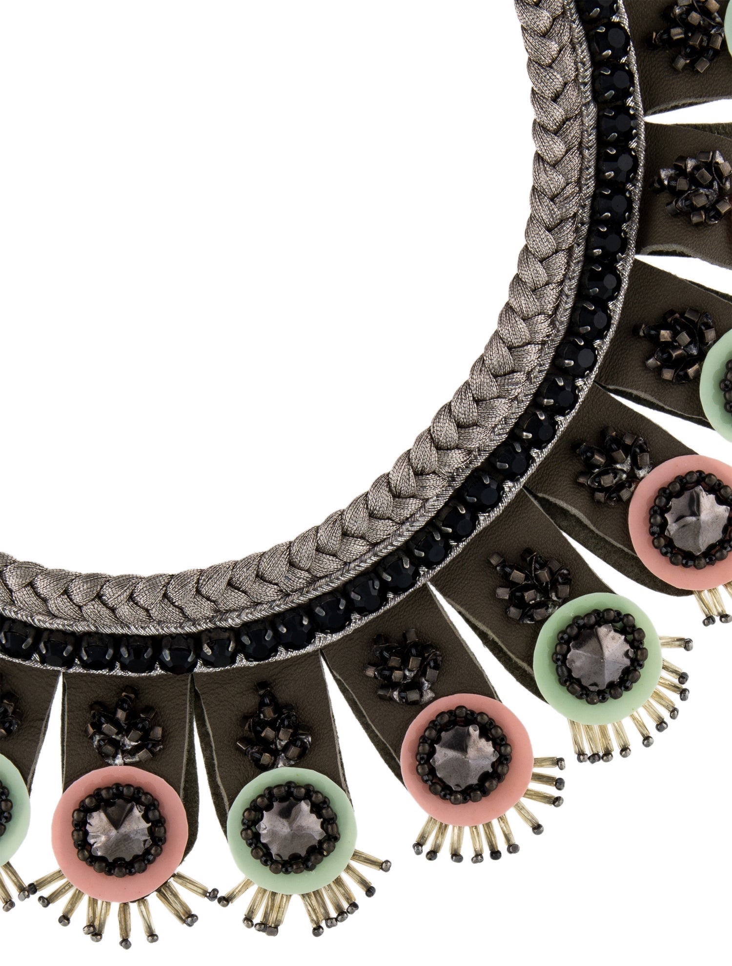 Etro Crystal & Leather Collar Necklace