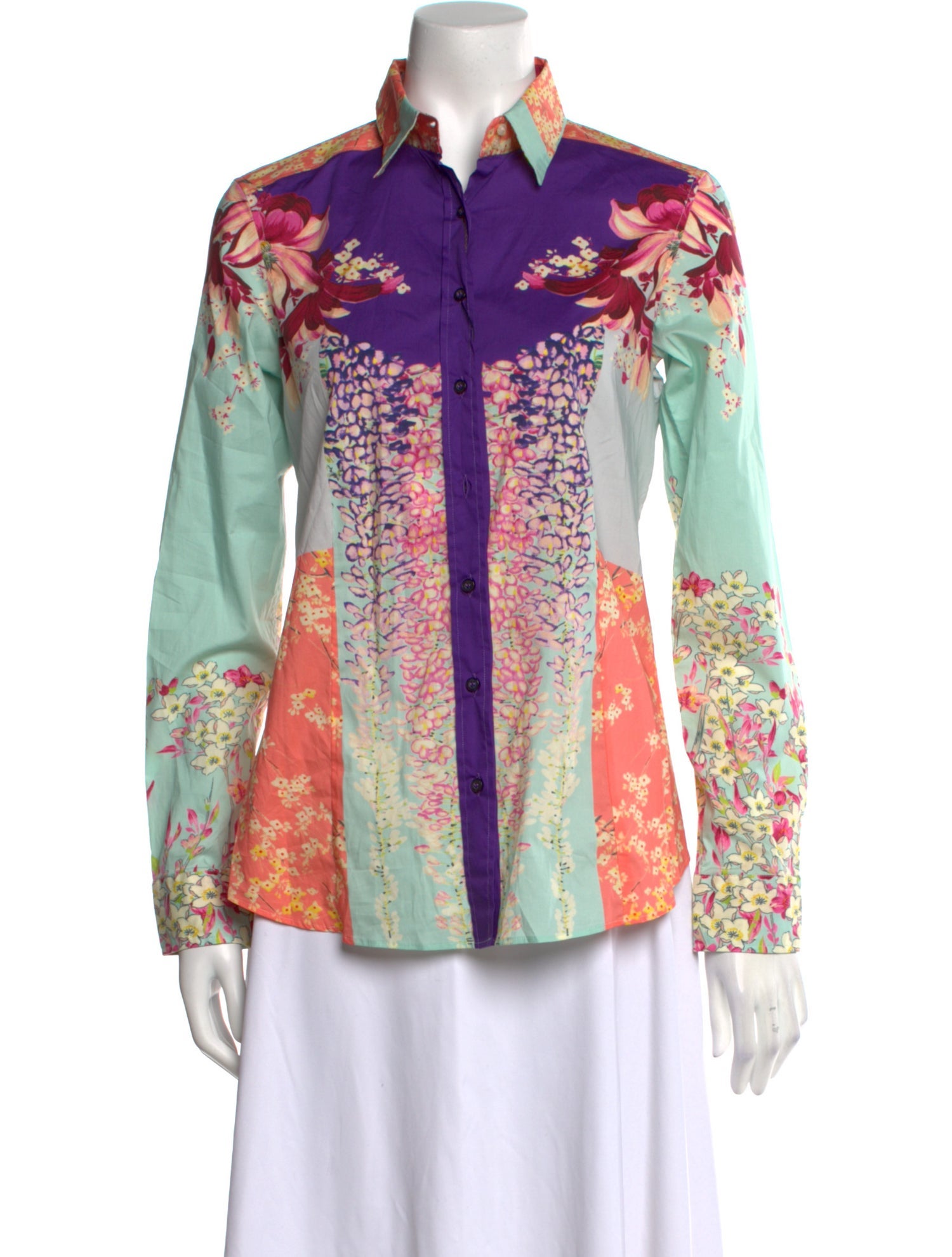 Etro Floral Print Long Sleeve Button-Up Top w/ Tags