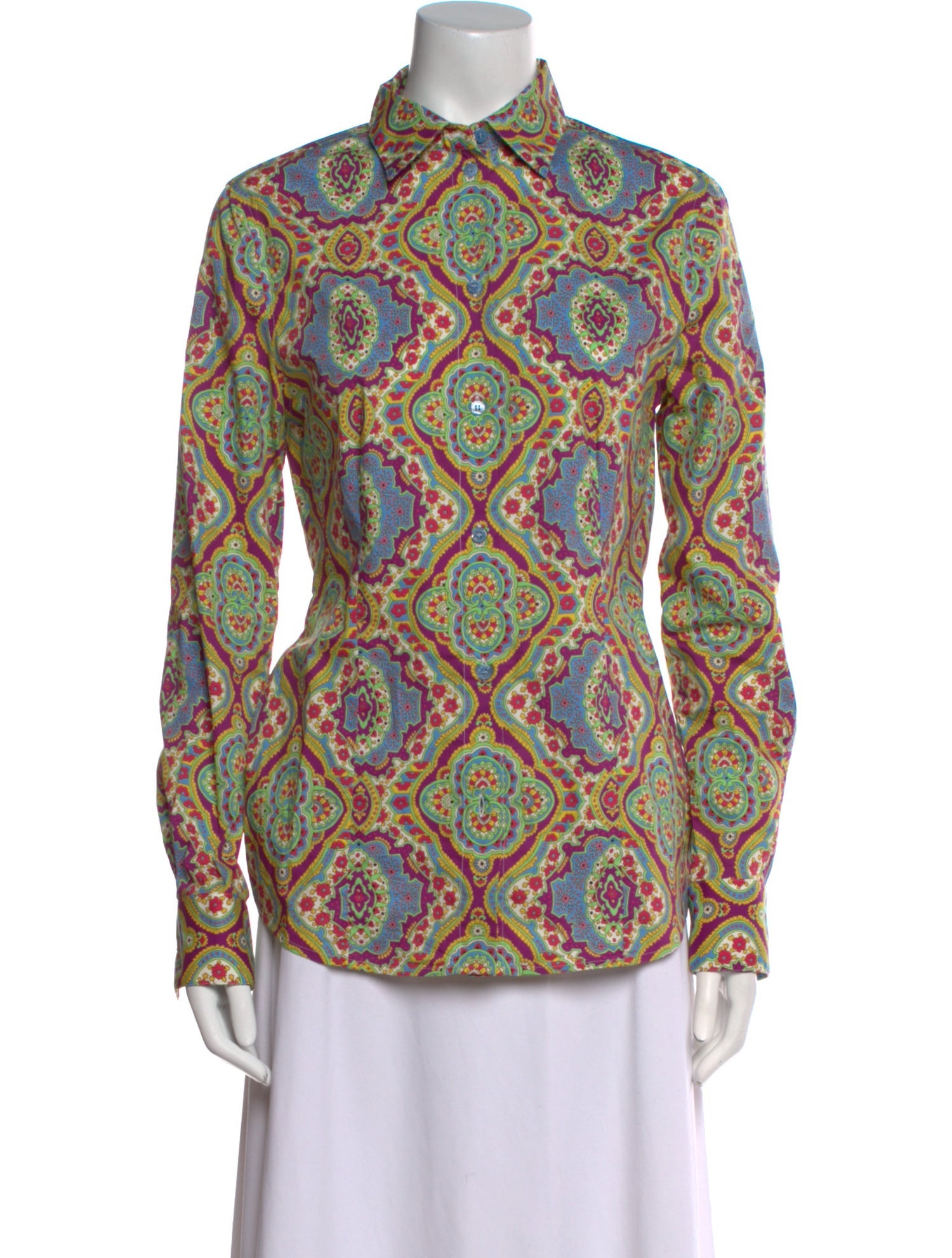 Etro Paisley Print Mock Neck Blouse