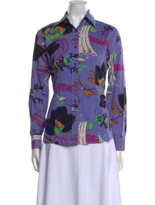 Etro Printed Long Sleeve Button-Up Top