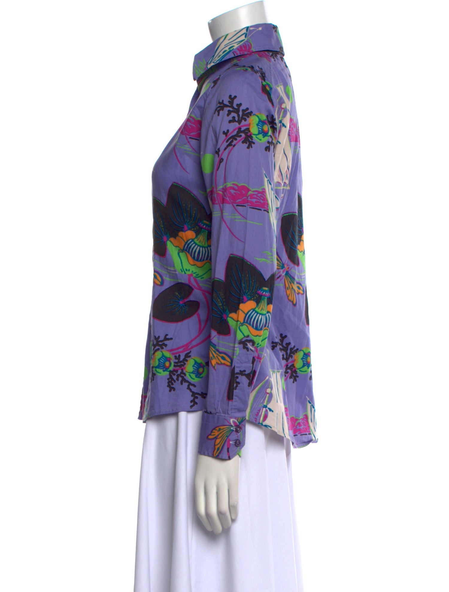 Etro Printed Long Sleeve Button-Up Top