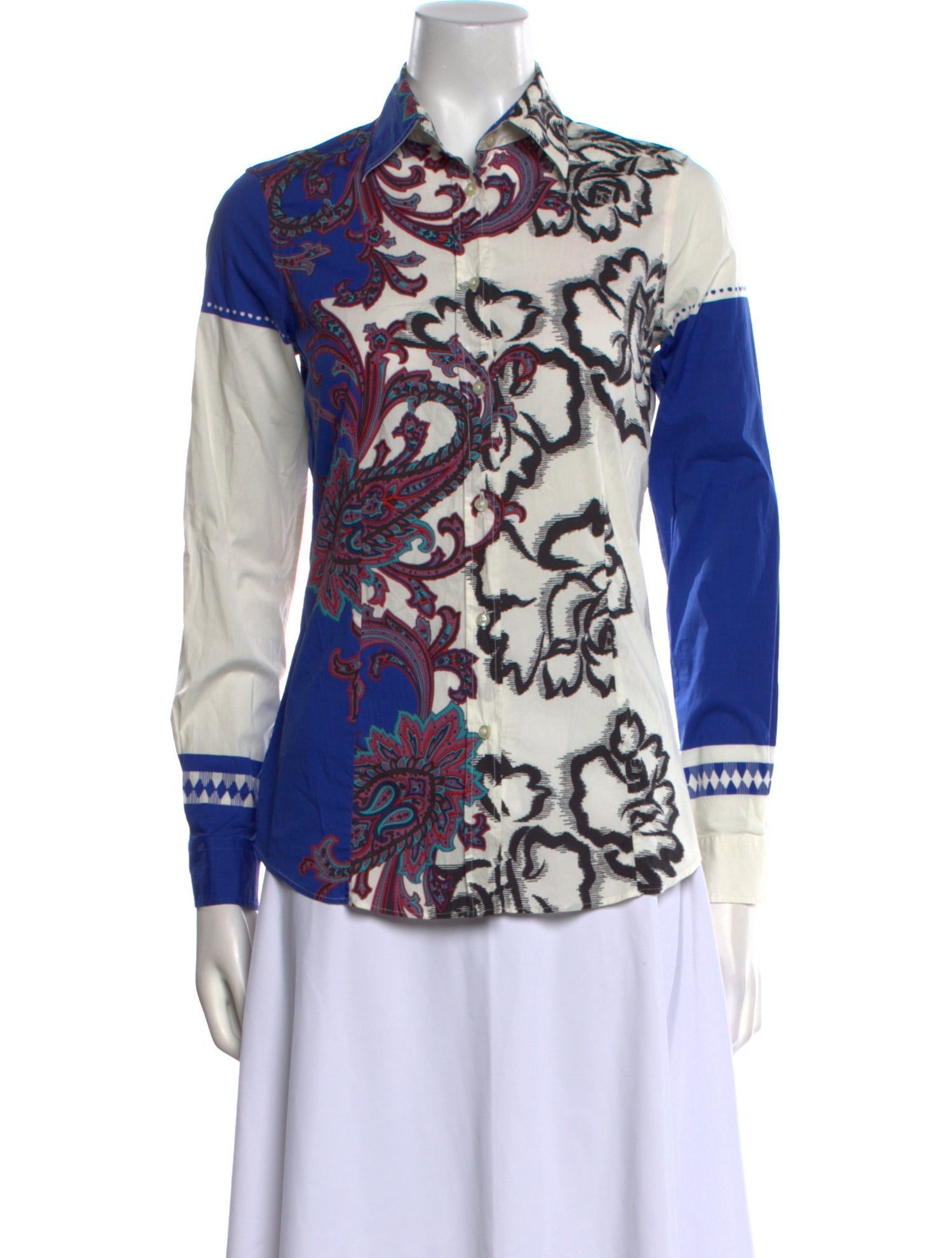 Etro Printed Long Sleeve Button-Up Top