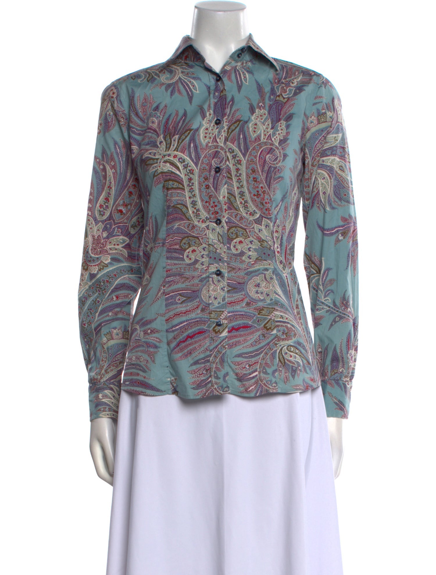 Etro Paisley Print Long Sleeve Button-Up Top