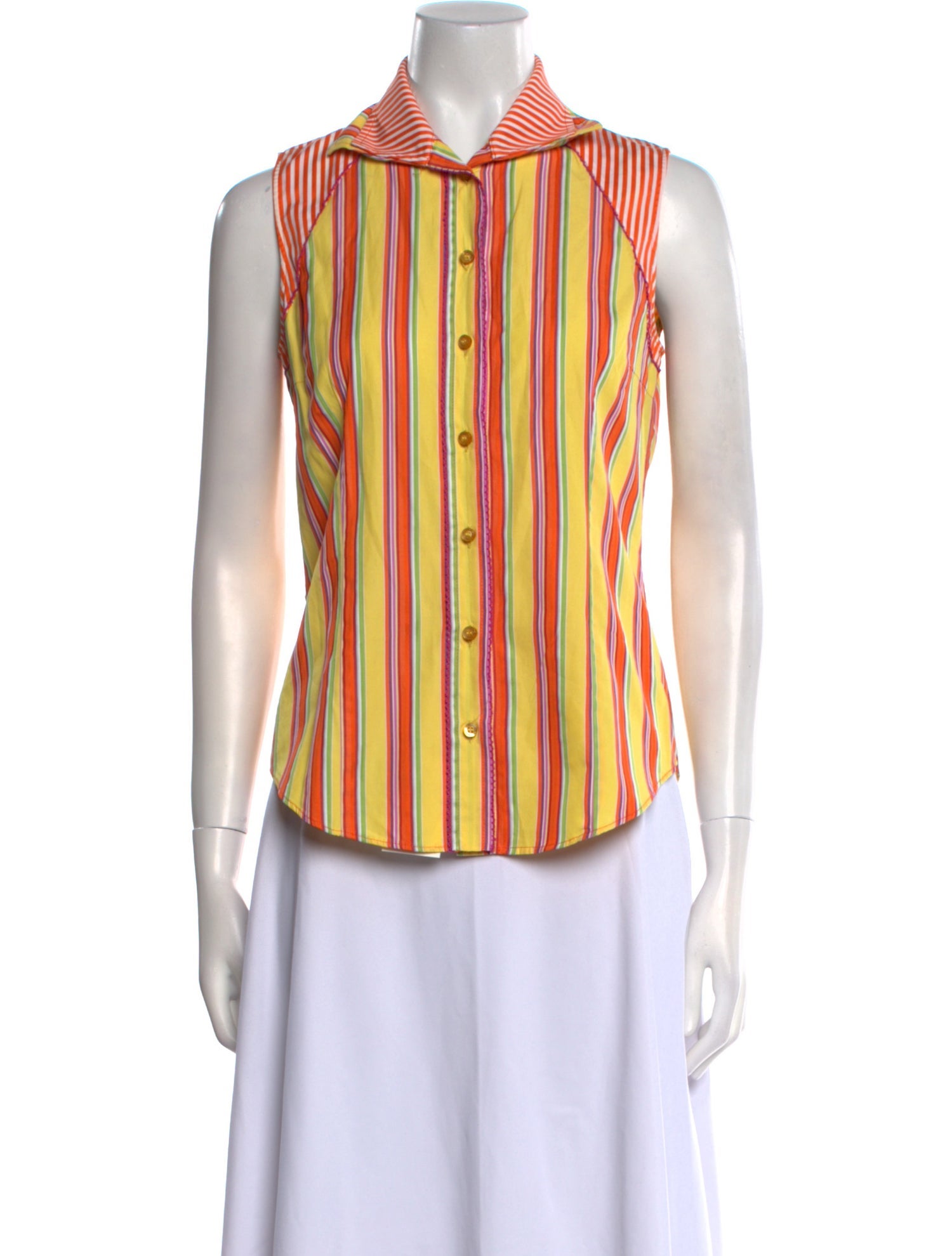 Etro Striped Sleeveless Button-Up Top