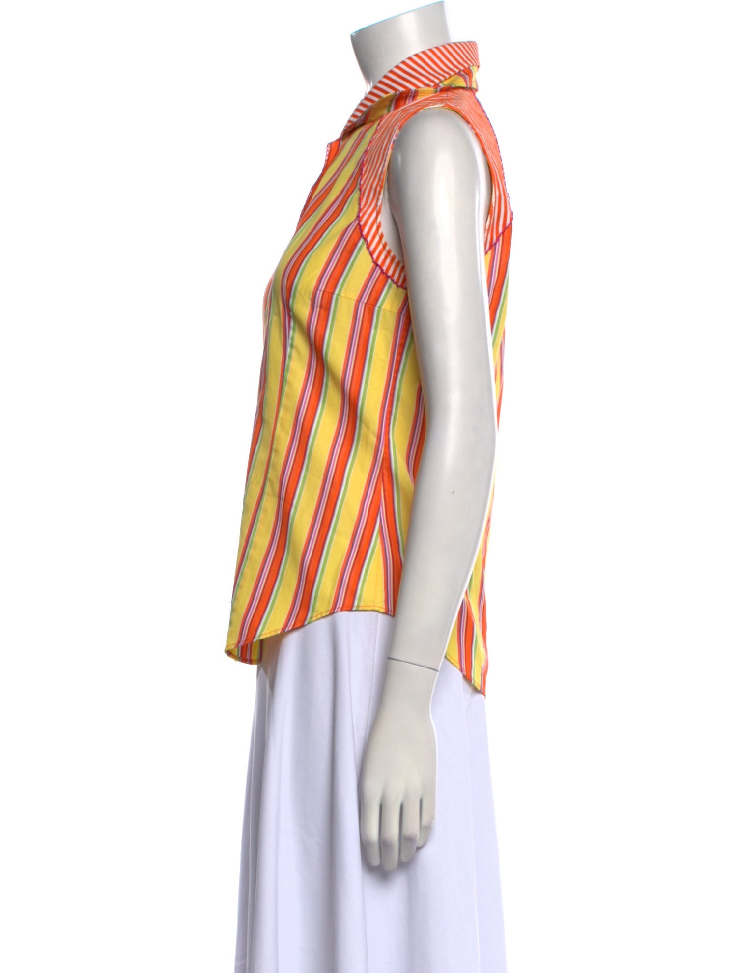 Etro Striped Sleeveless Button-Up Top