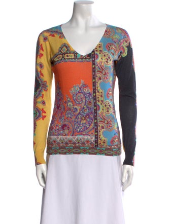 Etro Paisley Print V-Neck Top